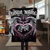 1PC Custom Name Pink Angel Skulls Patterned Flannel Blanket Suitable For All Seasons for Home Decor Warmth and Comfort Gifts Holiday Present_lx