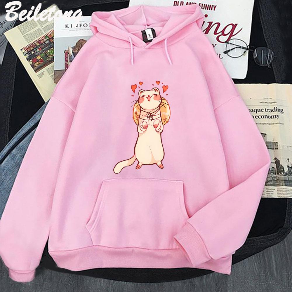TGCF Cute Ferret Hoodie Tian Guan Ci Fu hoddies Kawaii Hoodie Harajuku Aesthetic Pink Tops Hoodies Women Couple Sweatshirt