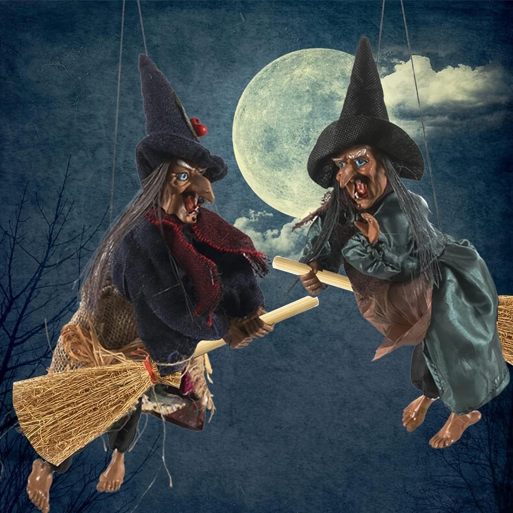 Mini Witch Dollhouse Broom Set Decorative Small Broom for Halloween Christmas Display Ornament Party Craft Decoration