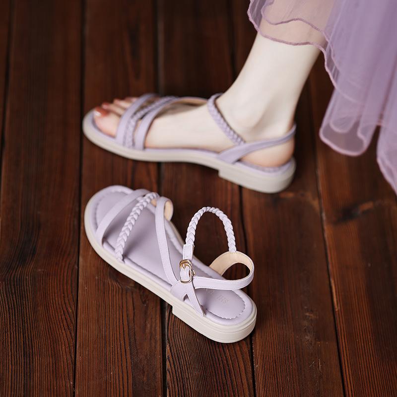 9030-30 Sandals Women's Flat Shoes Summer 2025 New Versatile Not Tired Women's Fairy Roman Shoes