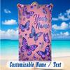 Butterfly Theme Beach Towel Personalized Custom Name & Text Soft Quick Dry Beach Towel for Swimming Travel