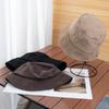 Autumn and winter bare body solid color suede bucket hat women wide brim show face small brown basin hat bucket hat