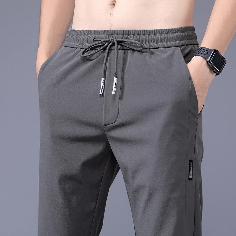 Summer new sweatpants men's straight loose elastic non-iron casual pants men's trendy elastic pants