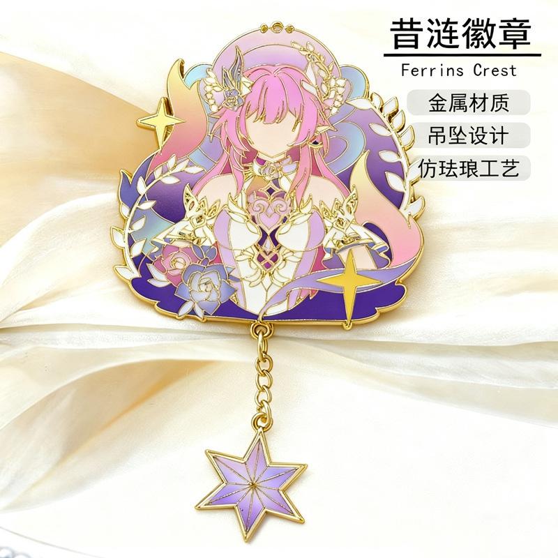 Genshin Impact Flins Columbina Badges Cosplay Metal Brooches Pins Honkai: Star Rail Cyrene Phainon Kawaii Brooches Fans Gift