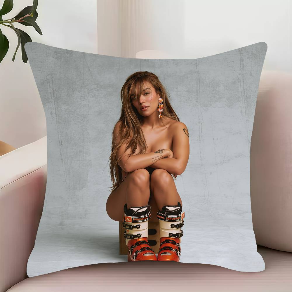 K-Karol G Tropicoqueta Singer Pillow Case Decor Protective Covers Comfortable Soft For Sofa Living Room Home Office 12x12Inch