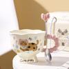 Deou Xingguang Cute Animal Print Ceramic Mugs with Spoons (Set of 2)
