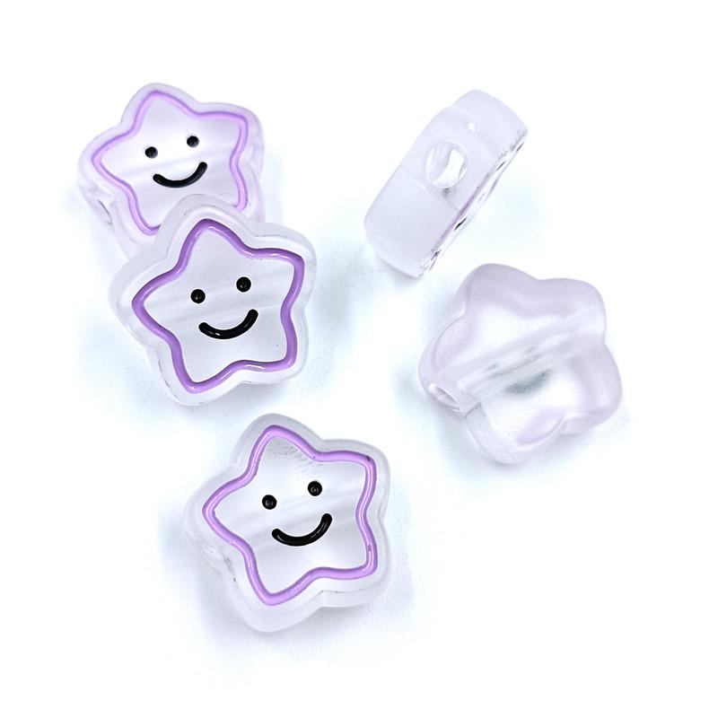 

For Jewelry Making Acrylic Beads 5Pcs Candy Color Smiling Star Beads Diy Necklace Bracelet Loose Spacer Beads Frosting Handmade Accessories темно-фиолетового