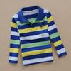 Boys' Korean Style Striped Long-Sleeve Polo Shirt with Turn-Down Collar (Sizes 100-170 cm) - Autumn & Spring Wear