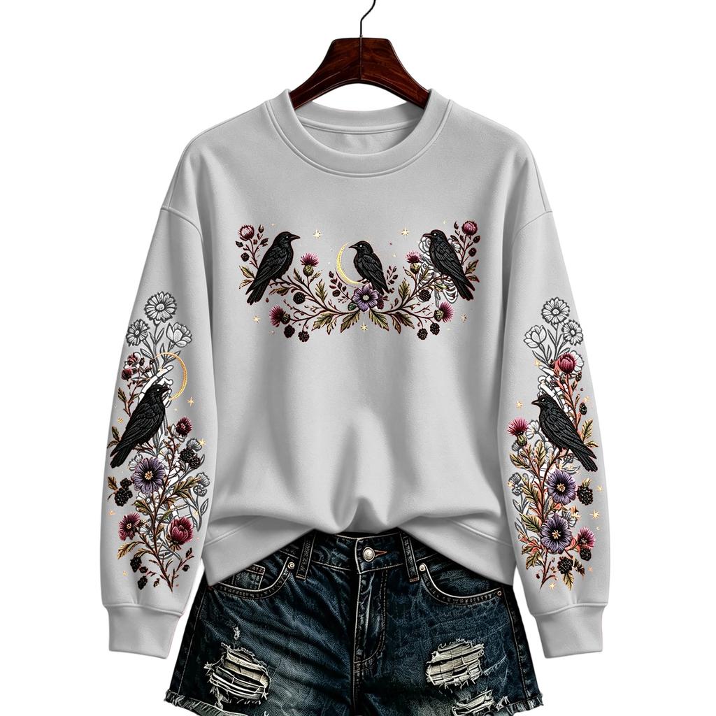 Women's Casual Halloween Print Pullover Sweatshirt for Fall Holiday Party