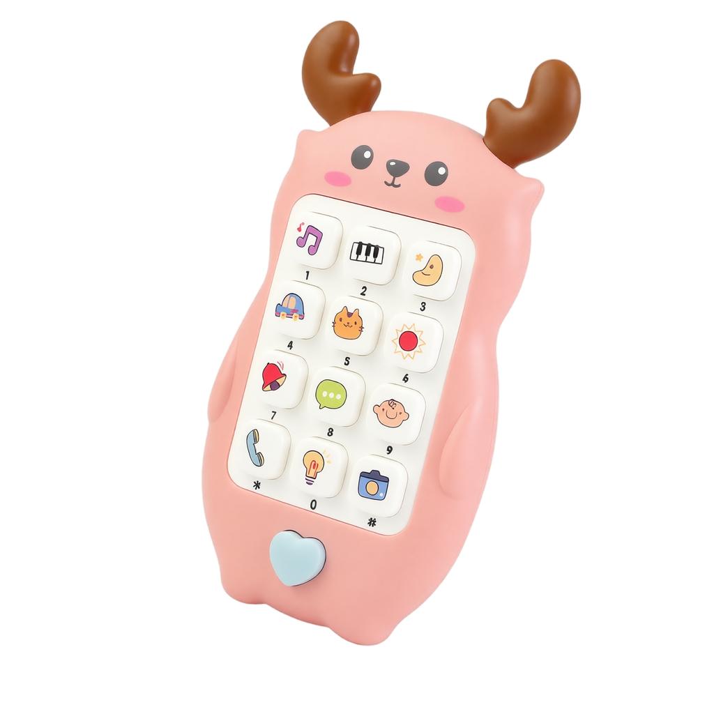 Kids Toy Phone with Music, Deer Design, Early Learning Pretend Play Phone for Toddlers