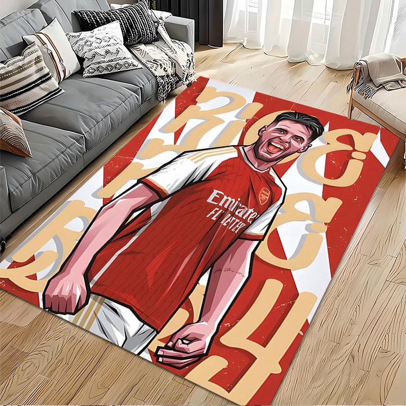 Soccer Player Art in Red suitable as a non-slip mat for the living room or bedroom sofa