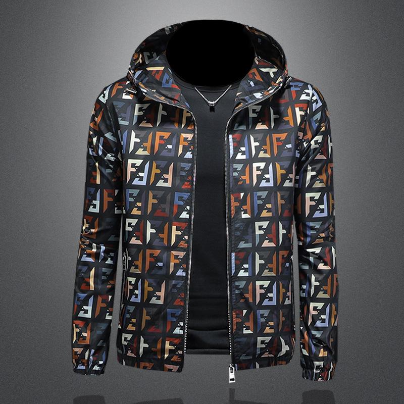 

European spring and autumn new jacket men s hooded trend fashion Korean version slim casual versatile jacket 6212 5XL