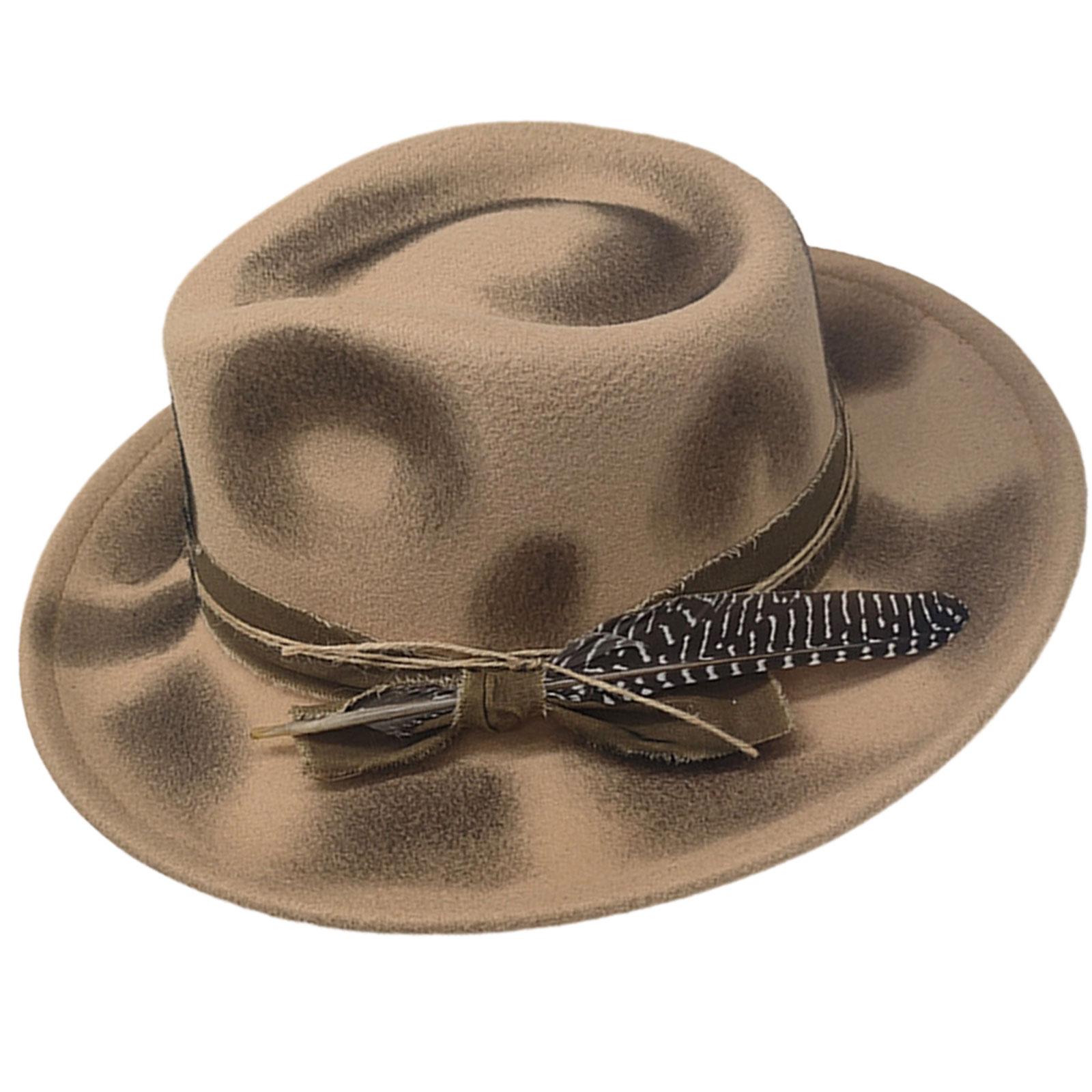

Classical Styles Hat Feathered Decors Fashion Cosplay Pat Unisex Costume Hat Role Play Accessory for Women and Men хаки