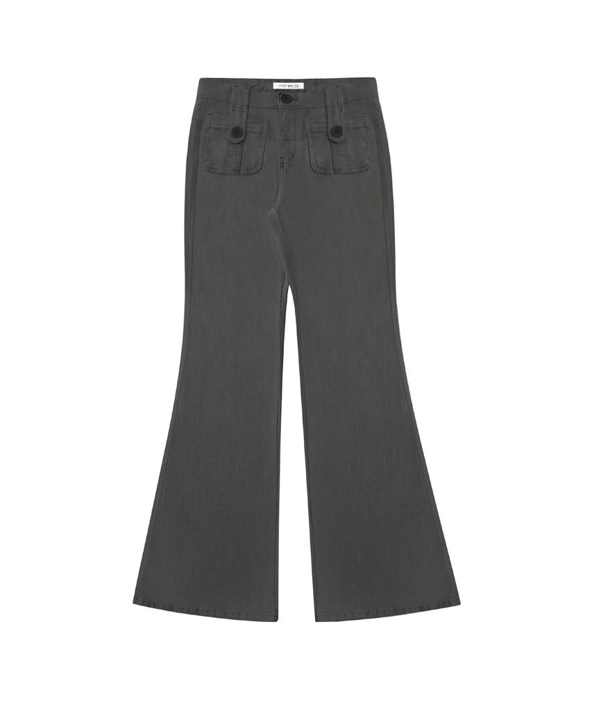 Mileko Button Pocket Bootcut Pt Charcoal