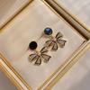 925 Silver Needle Korean Fashion Black Bow Earrings For Women Jewelry 2026 Trending New Sweet Women's Bowknot Drop Earrings Z40