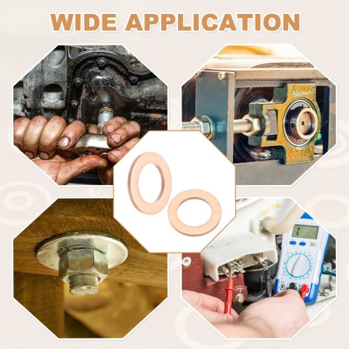 PATIKIL M8 Copper Flat Washers, Seal Rings, 18 Pieces, 13mm Outer Diameter, 1mm Thick, Heat and Oil Resistant for Screws, Bolts, Sump Plugs, and Oil D