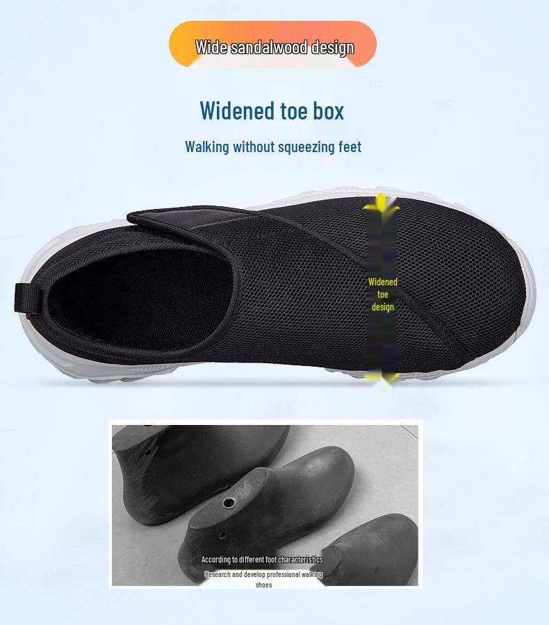 Herrskor för återhämtning av svullna fötter - Pappaskor med enkelspänne för seniorer