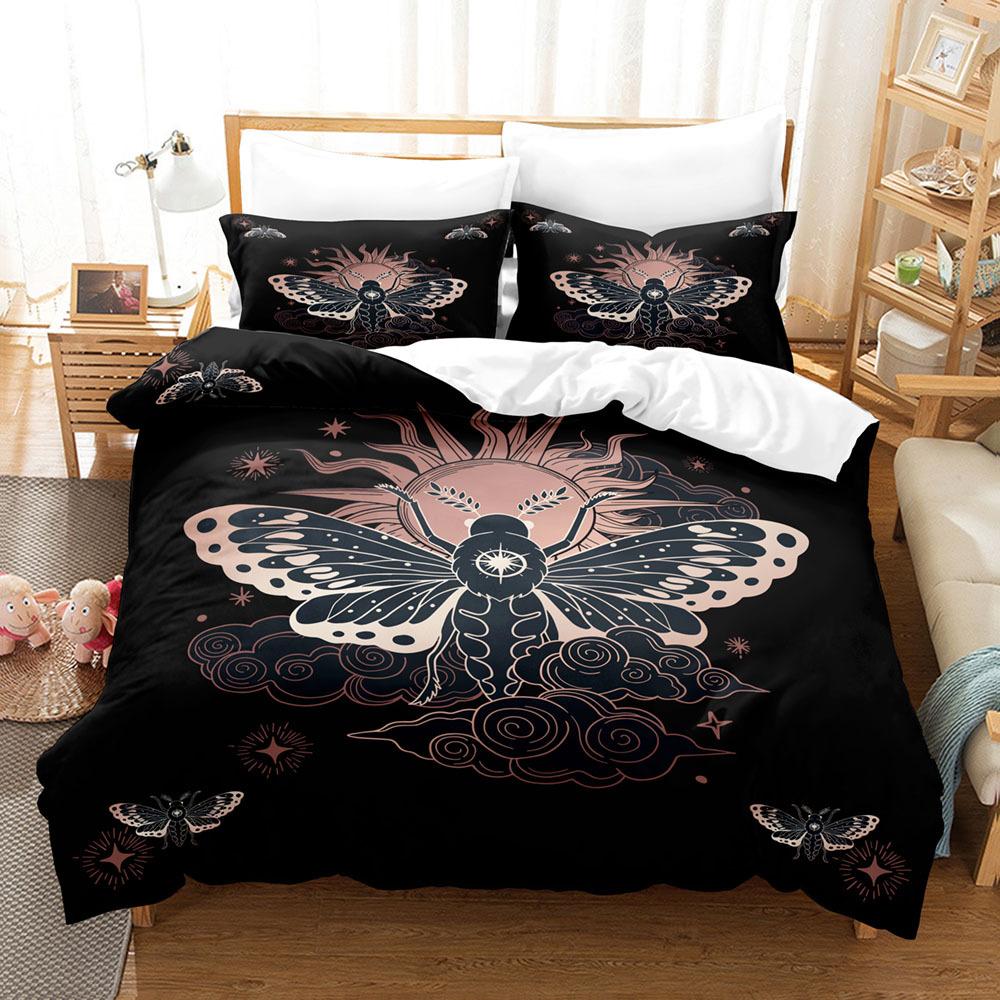 Bed Three-Piece Butterfly Flower Quilt Cover 3D Digital Printing Kit