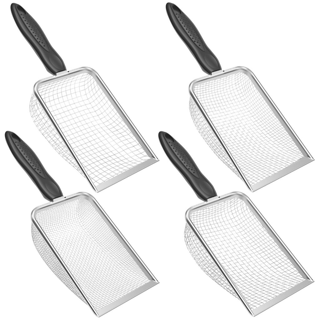 3/4Pcs Gardening Soil Sifters Stainless Steel Sand Soil Compost Sifter with Handle Sieve Sifter Potting Scoop Cat liter scoop