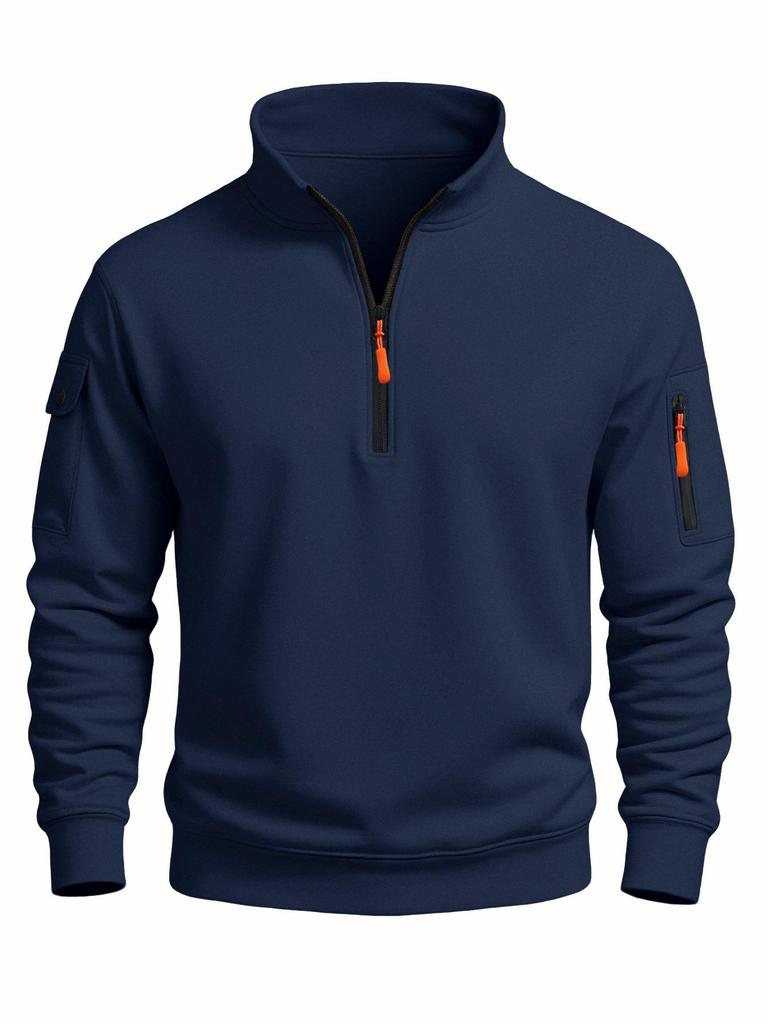 2025 Herr vår- och höstsporthuvtröja med ståkrage - Avslappnad topp