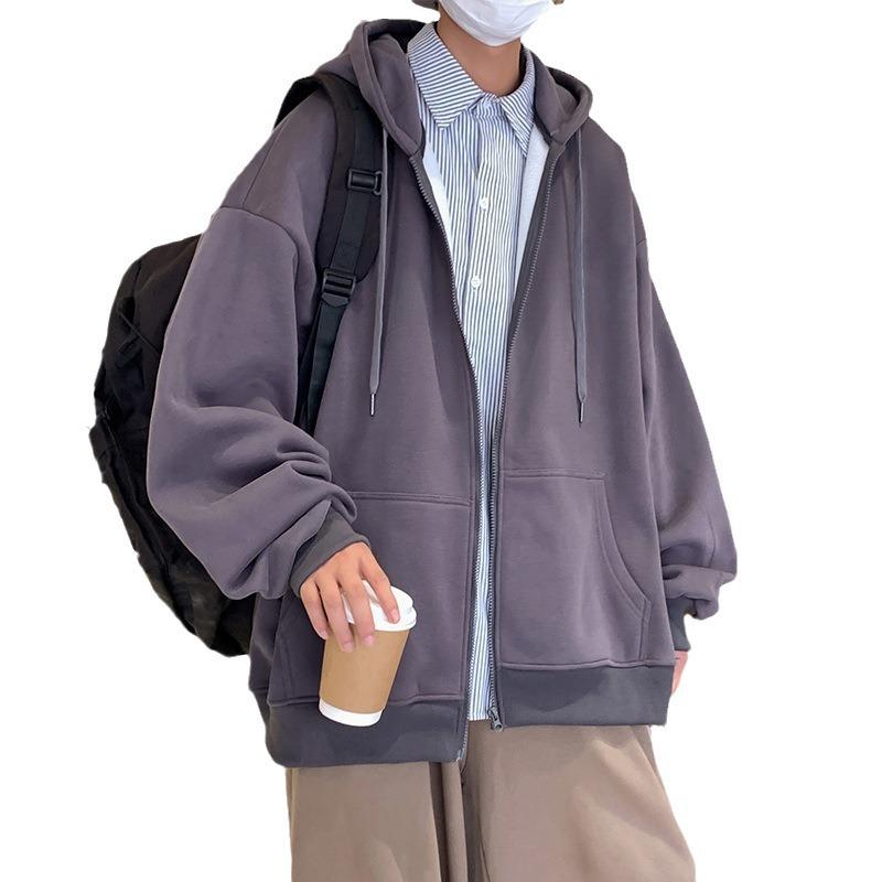 Autumn and Winter Oversize Thickened Fleece Sweater Jacket Men's Trendy Brand Ins Hong Kong Style Loose Hooded Cardigan Heavy