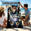 Custom Name Personalized Detective Conan Print Beach Towel, for Trip Camping Beach Party Home Decor, Birthday Gift for Family & Friends