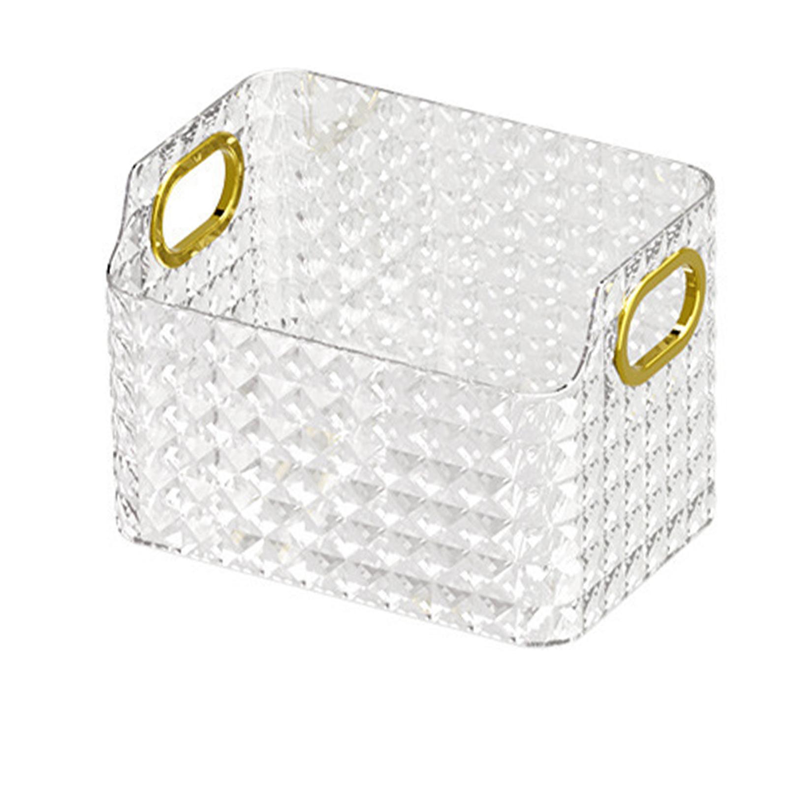 

Small Organizer Bin Cabinet Storage Bin Pattern Texture Clear PET Comfortable Handles Versatile Basket for Bathroom