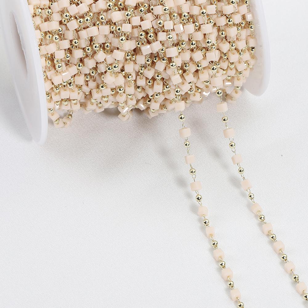 1Meter Crystal Cube Bead Chain Macaroon Colorful Bohemian Square Beads Chain for Necklace Bracelets Jewelry Making DIY