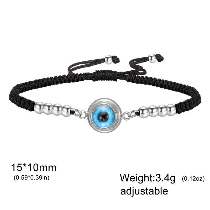 Evil Eye Bracelet With Real Eye Pendant Adjustable Pull Cord Hand Jewelry Fashion Accessory For Women And Men