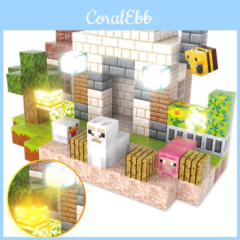 Minecraft Magnetic Building Blocks Set With Lights For Kids Educational Play And Creative Construction