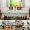 Elegant blågrön tryckt duk Floral bladdduk Vattentät dekoration för familjeköksbord