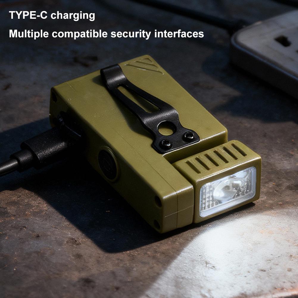 Portable Keychain Mini Flashlight Ajustable-angle USB Rechargeable Multifunctional Flashlights Outdoor Warning Work Lights