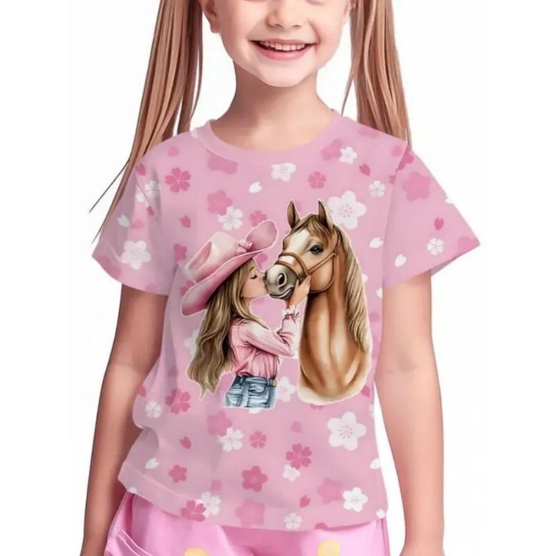 Fashion Children's Clothing Crew Neck Short Sleeve 3D Casual Color Printing Casual Short Sleeve Crew Neck T-Shirt