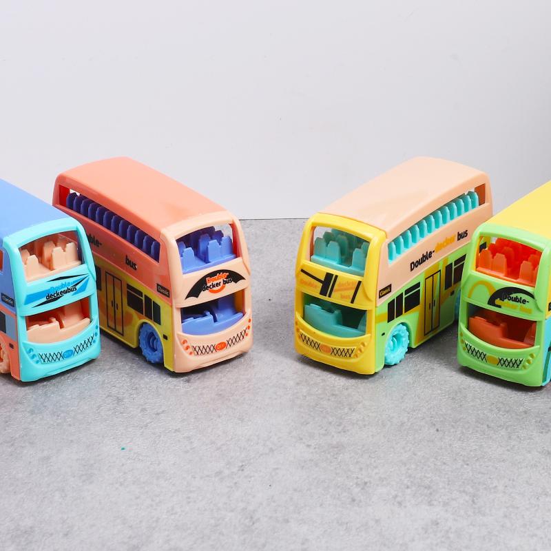 Dollhouse Mini Double  Bus Toy Colorful Model for Kids Room Play Accessories Educational Childrens Gift