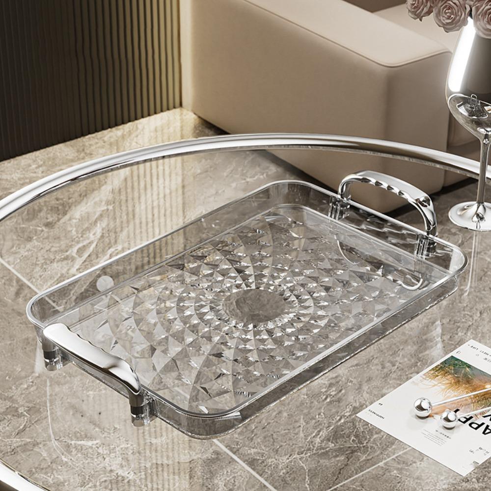 Rectangular Snack Serving Plate Rhomboid Pattern Tea Tray Durable Kitchen Storage Tray Living Room