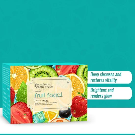 Aroma Magic 5 Step Fruit Facial Kit Set| Deep cleanse & renders glow| Fruit Extracts, jojoba & Aloe Vera| All Skin  | Pack of 1
