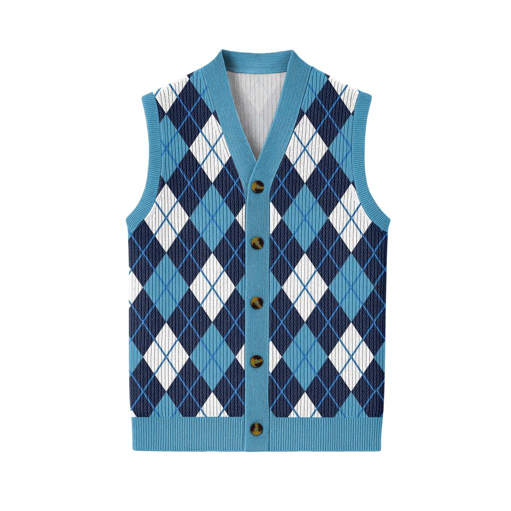 Men's V-Neck Sleeveless Knit Cardigan Vest