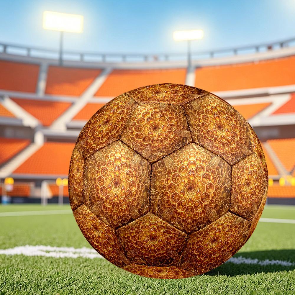 1pc Honeycomb Bees Themed Soccer Ball, Size 5, Lightweight PVC Material, Outdoor Training Soccer Ball Gift. q62274