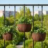Outdoor Fabric Hanging Planter with Chains 10in 12in Adjustable Height Balcony Garden Decor Plant Pot for Patio 3pcs