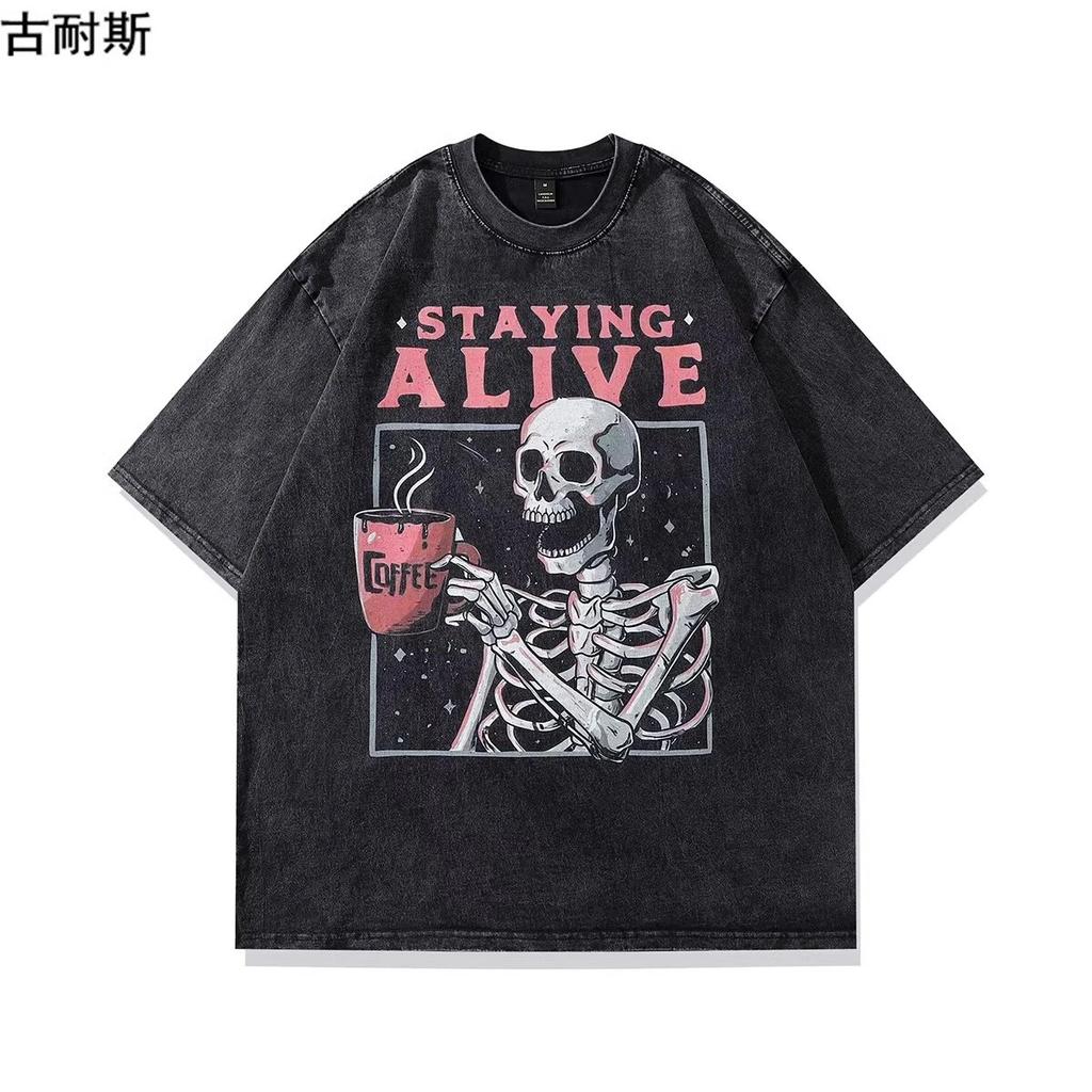 Skull skull T-shirt shirt undershirt undershirt cotton Black