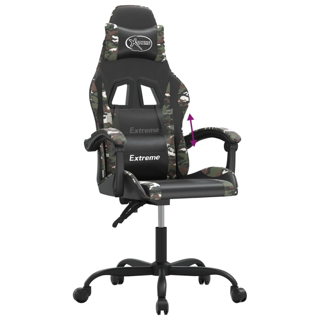 Gaming Chair Black and Camouflage Faux Leather\