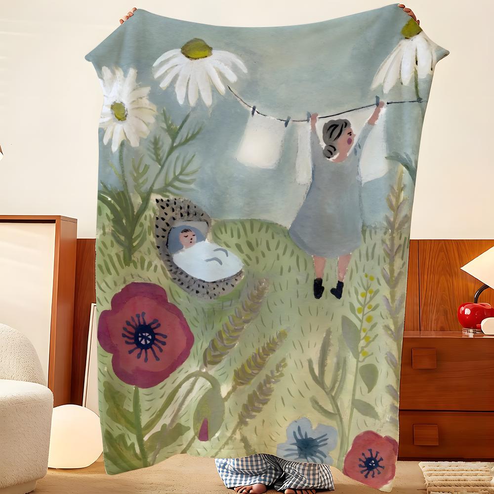 Artist G-Gemma K-Koomen Throw Flannel Throw Blanket, Lightweight Cozy, Durable Washable Cute Cool