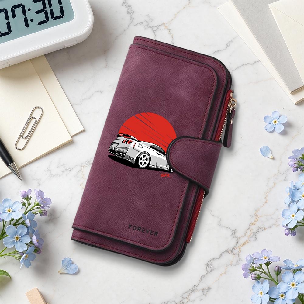 Stylish Car Pattern Long Wallet Casual Portable Card Holder Fashion Daily Use Purse