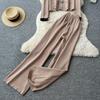 Winter Strickwaren Damen Anzüge Langarm Diamantknöpfe Oberteile+Freizeithosen mit weitem Bein Locker Warme Pullover-Sets