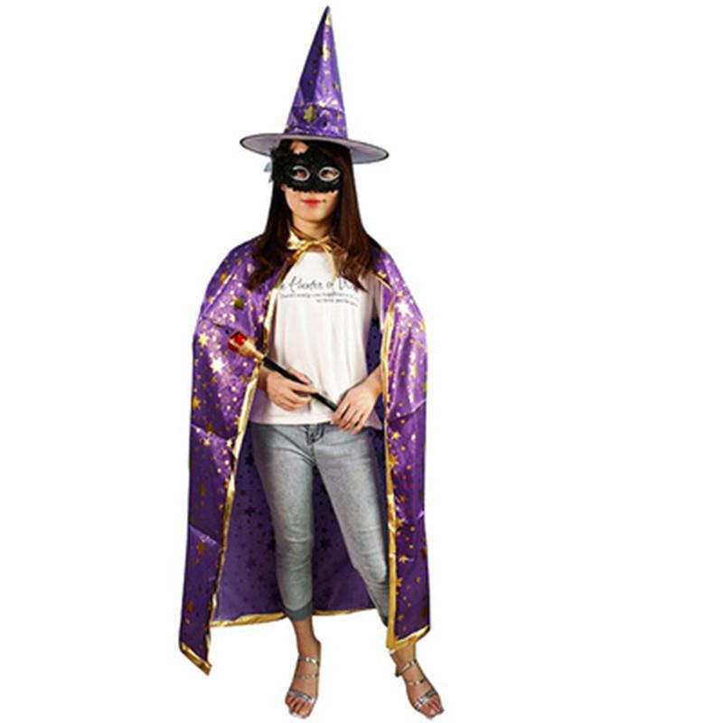 Pentagramm Halloween Umhang & Hut Set für Kinder und Erwachsene - Maskenball Kostüm und Cosplay Requisite