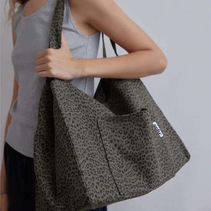 Leopard Twill Cotton Big Bag V2 (Khaki)