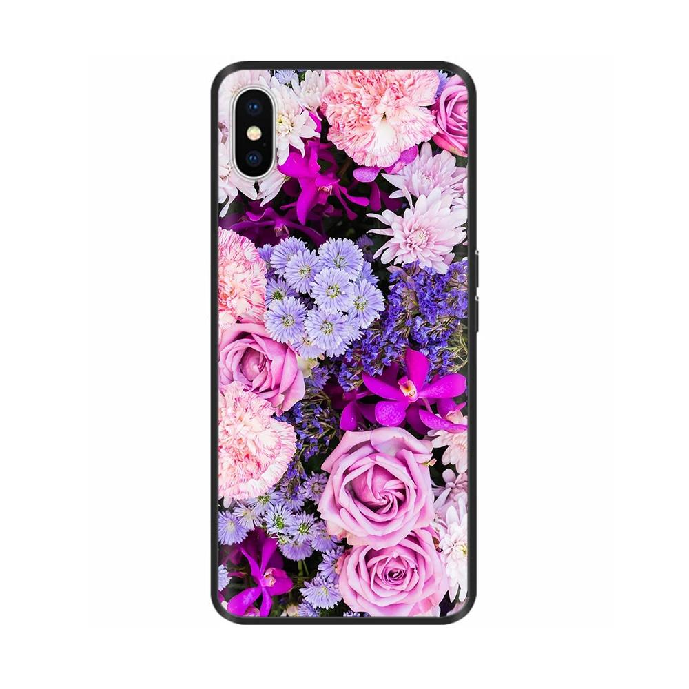 For iPhone X XS Flowers Soft TPU Silicone Phone Cases Shockproof Cover For iPhone X Xs Max XR Soft Liquid Housing Fundas Capa