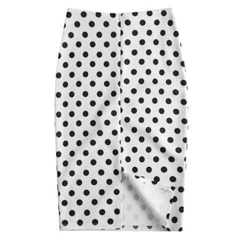 Summer Cartoon Print Elegant Pencil Skirt Women Bodycon High Waist Knee Length Skirt Female
