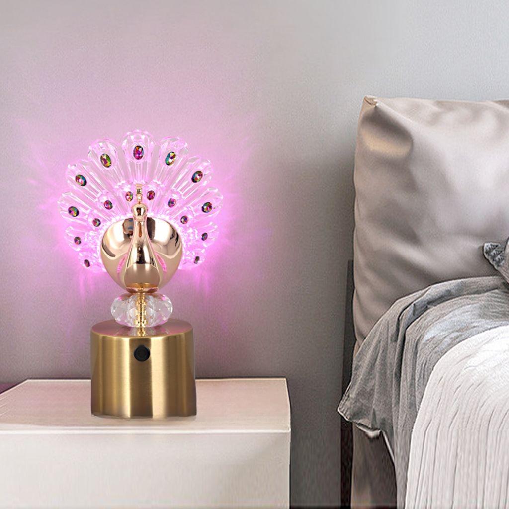 High end Peacock Table Lamp Bedroom bedside table light Romantic induction desk lamp for living room decoration