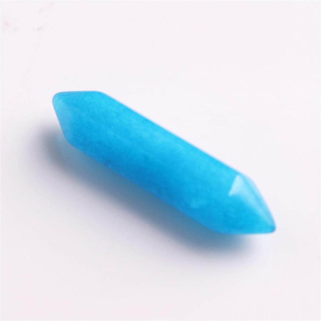 32x8mm Natural Stone Crystal Double Pointed Hexagonal Column Pendant Necklace